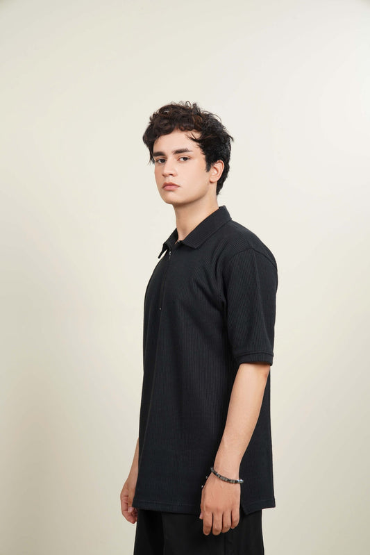 Half-Sleeve Polo Shirt with Quarter Zip